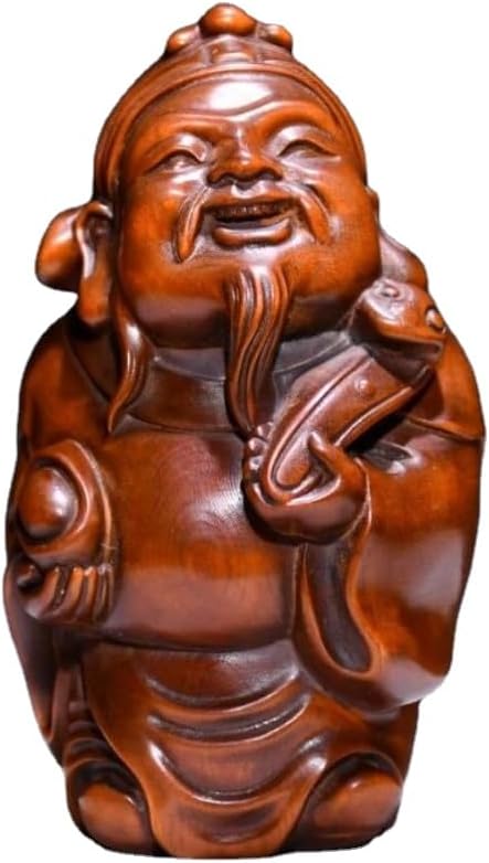 LimpaC Handmade Boxwood Wealth God Statues Decorative Home Decor