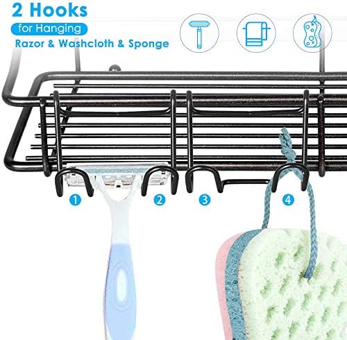 Nieifi Shower Caddy Shelf with Hooks 2 Pack