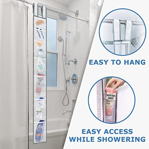 Skywin TidyFriend Shower Liner with 7 Pockets - 57 x 6 Inches