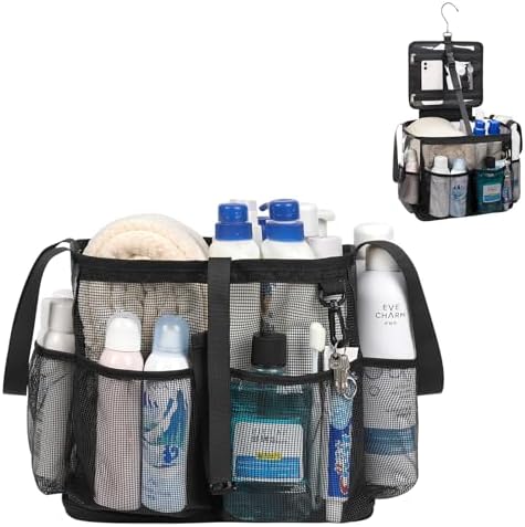 CUBETASTIC Portable Shower Caddy with 4 Side Pockets