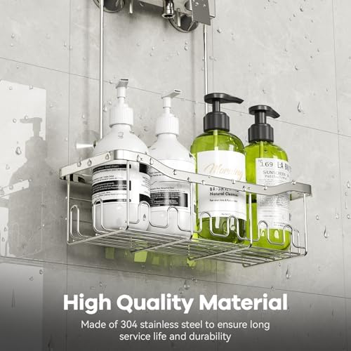 BYT Hanging Shower Caddy with Rotatable Hooks and Suction Cups