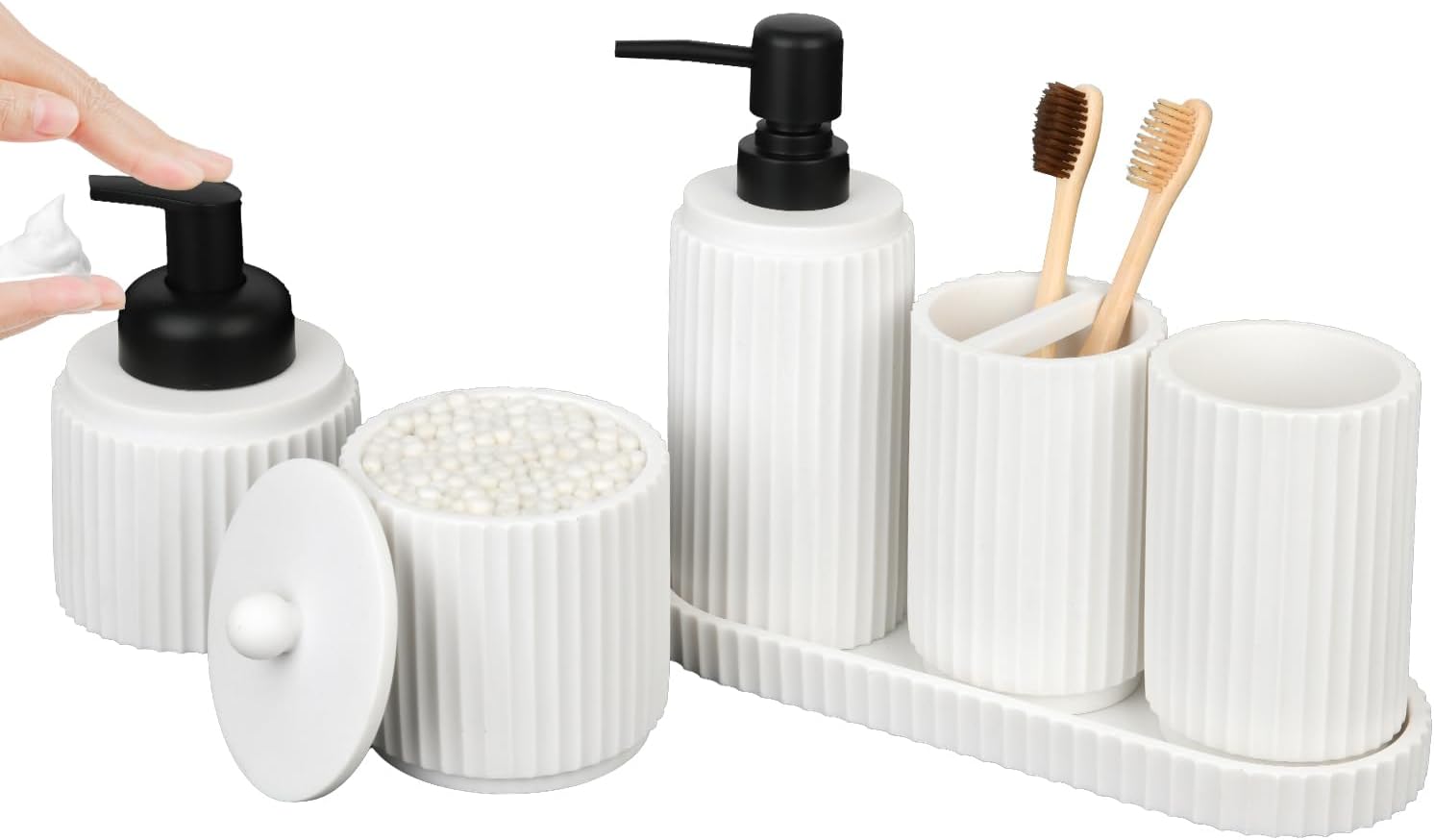 Deobath White 6-Piece Bathroom Accessory Set 1
