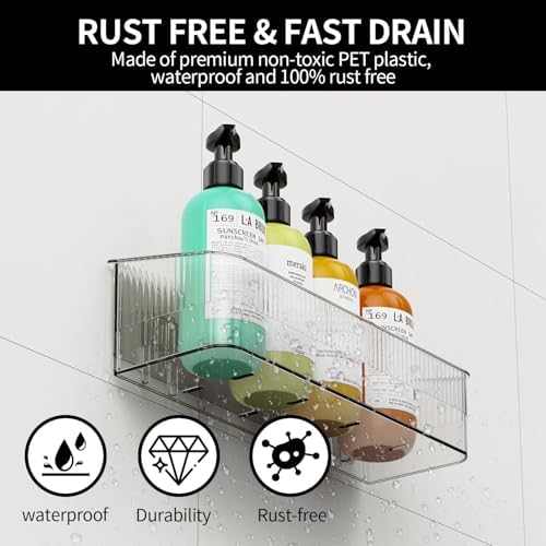 7 Pack Adhesive Shower Caddy Organizer Clear Grey