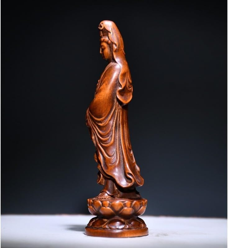 LimpaC Handmade Boxwood Guanyin Statue
