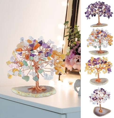 Copper Wire Amethyst Tree Desk Statue Decor
