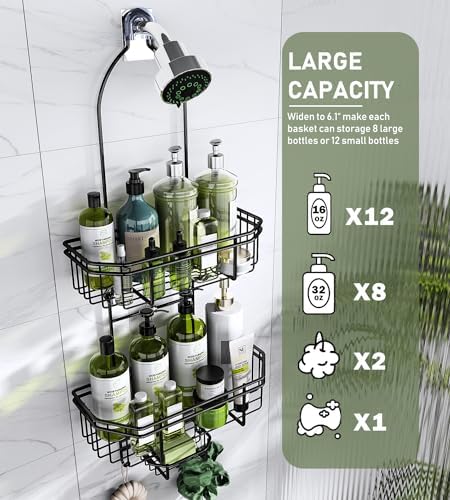 WXCGX Hanging Shower Caddy with 2 Baskets and Hooks