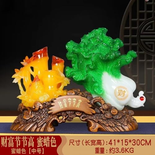 Chinese Feng Shui Resin Wealth Statue - Jade Bao Cai and Golden Toad