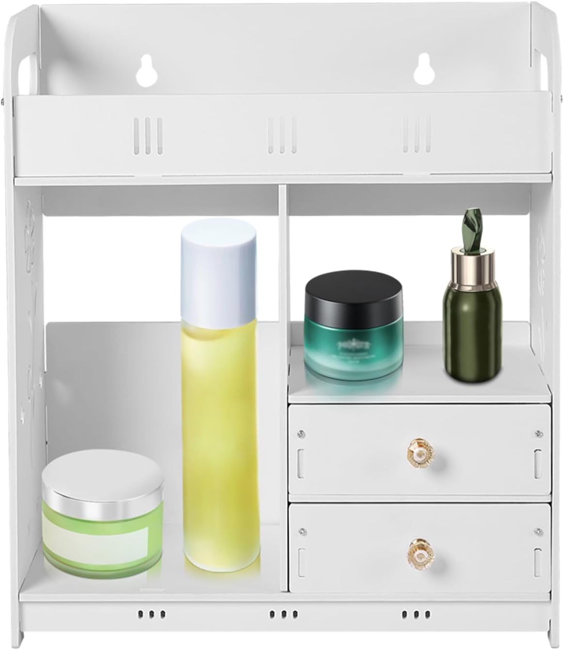 CAIHAOA Bathroom Wall Mount Cabinet with 2 Drawers and 2 Storage Areas