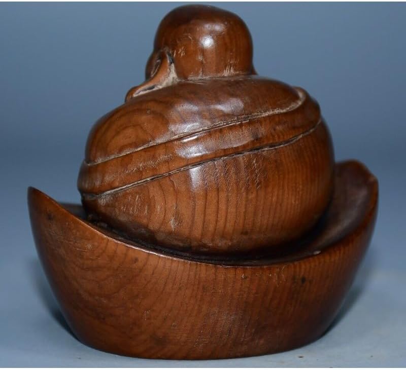 LimpaC Mini Boxwood Maitreya Buddha Sculpture