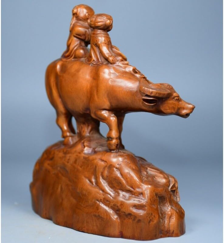 LimpaC Handmade Boxwood Ox Statue Decor
