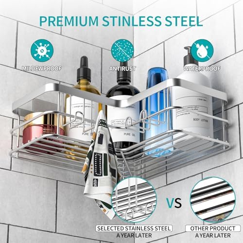 Yazoni Shower Caddy 2-Pack Corner Shelf Silver