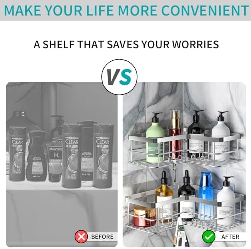 Yazoni Shower Caddy 2-Pack Corner Shelf Silver