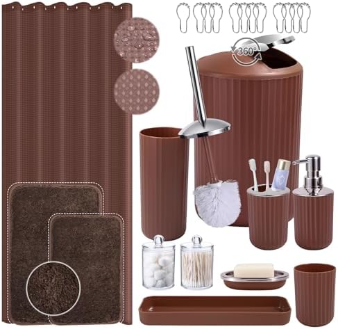 XLHOMO 24 PCS Brown Bathroom Accessory Set 1