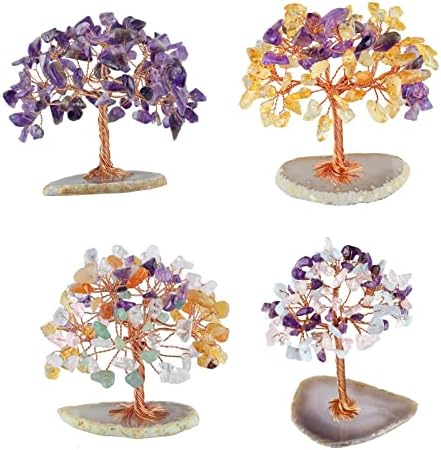 Copper Wire Amethyst Tree Desk Statue Decor