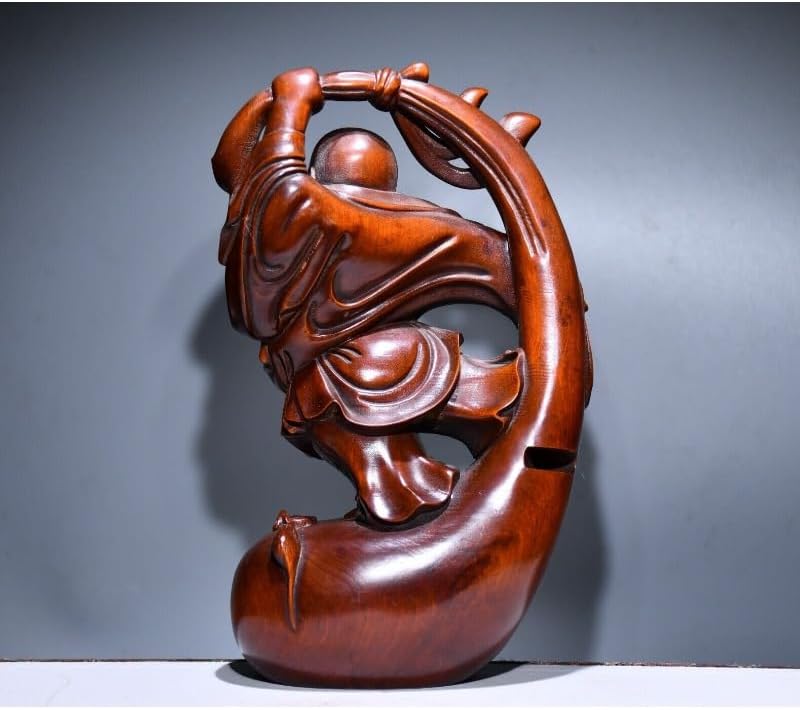 Handcrafted Boxwood Maitreya Buddha Statue Decor