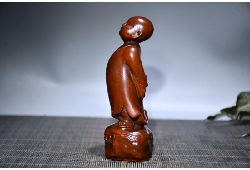 LimpaC Handmade Boxwood Meditation Monk Statue