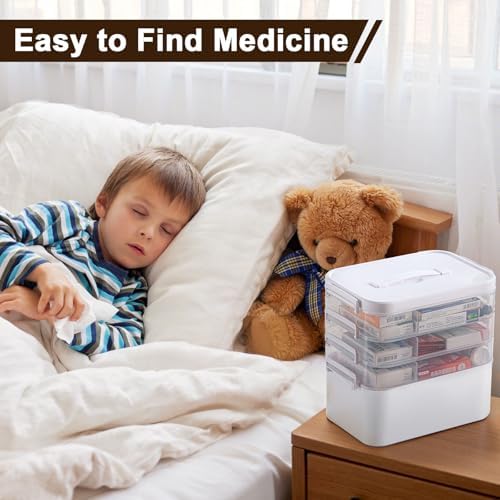 4-Tier Portable Medicine Cabinet with Handle and Removable Trays
