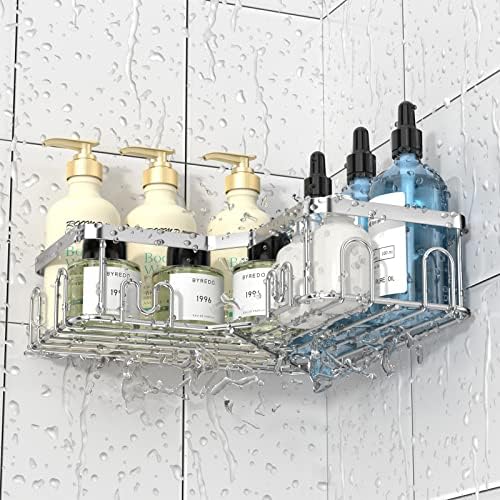 Menbyci 3 Pack Corner Shower Caddy with 18 Hooks