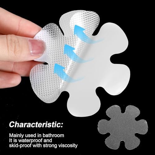 Heclia Transparent Non-Slip Bathtub Stickers 36 Mats Black Scraper