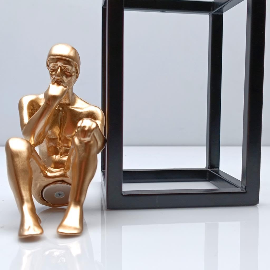 Thinker Figurine Magnetic Metal Plate Black Gold 38cm