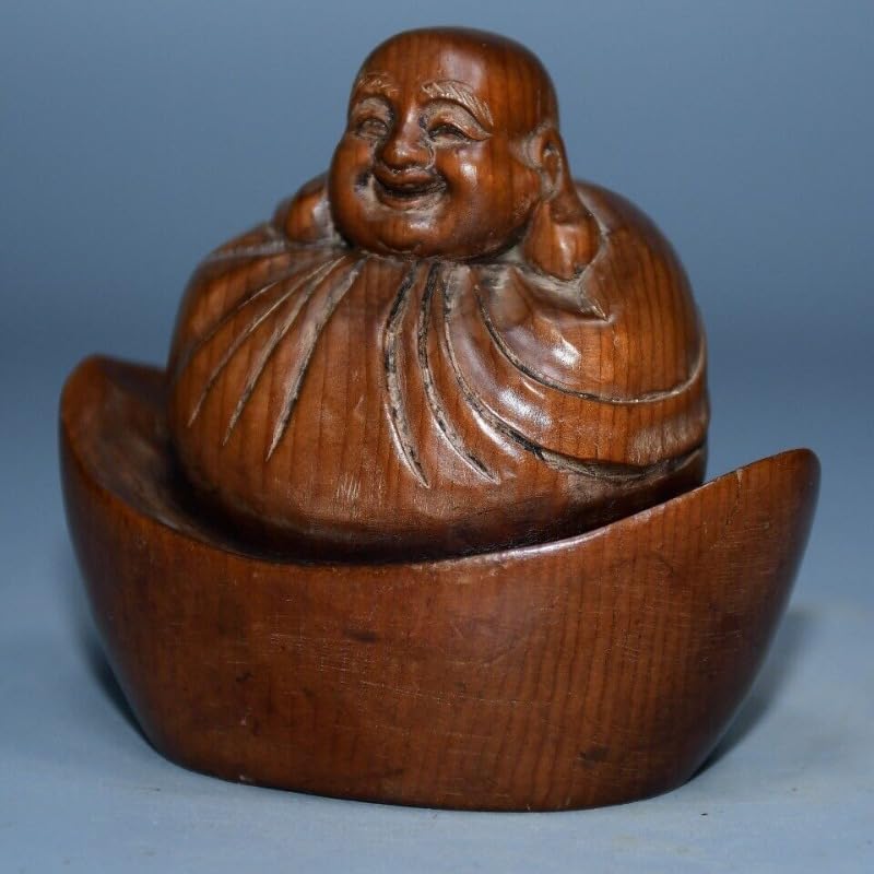LimpaC Mini Boxwood Maitreya Buddha Sculpture