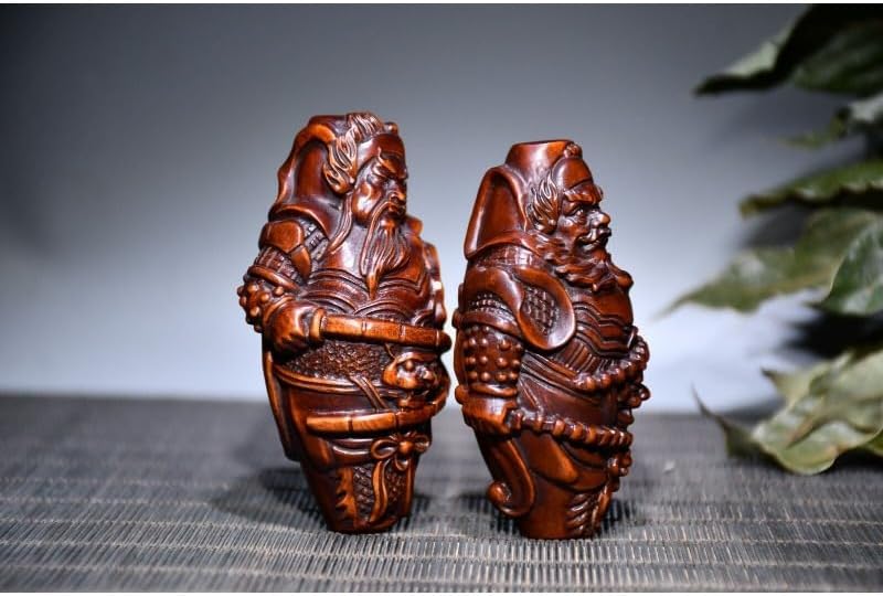 Handmade Boxwood Guan Gong Yu Warrior God Statues Collection