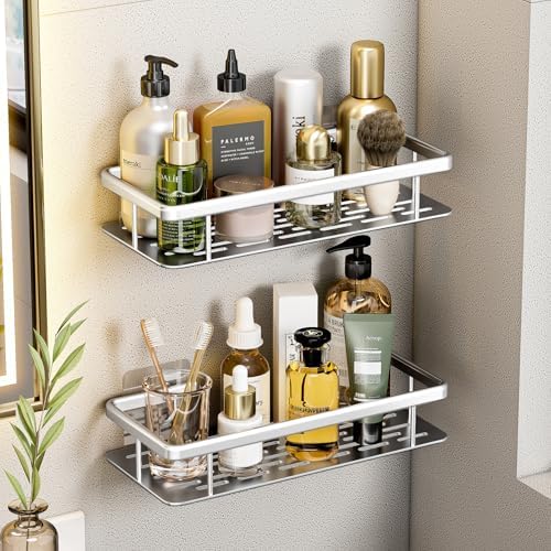 RUITHOE Aluminum Shower Caddy 2 Pack No Drill Rustproof Organizer