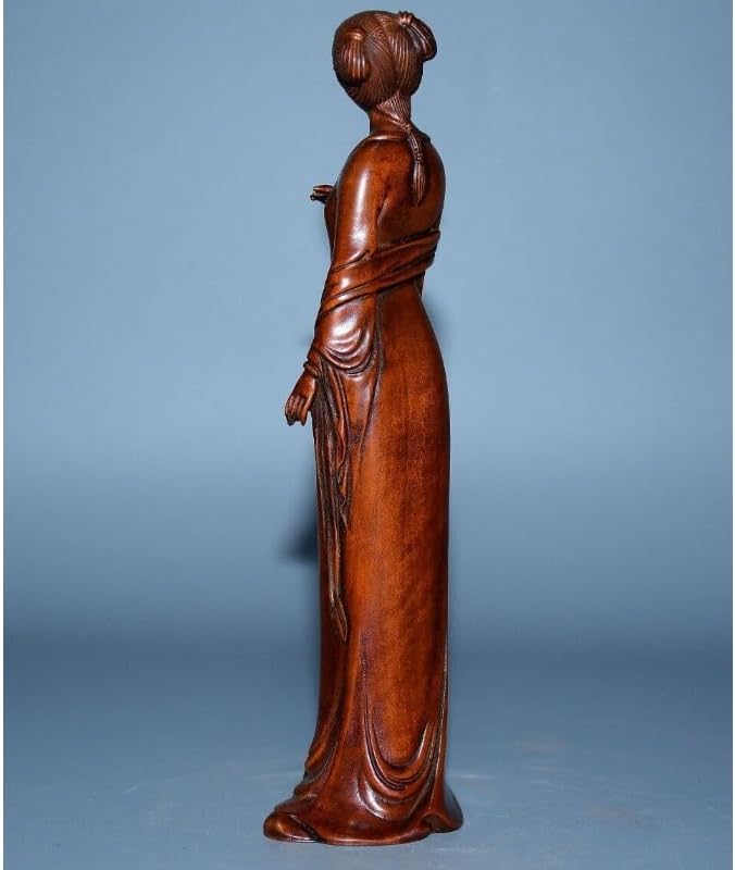 LimpaC Mini Boxwood Woman Statue Handcrafted Decor