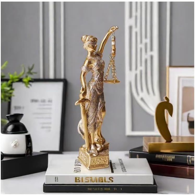 Lady Justice Statue - Gold or Silver Finish Desk Decor