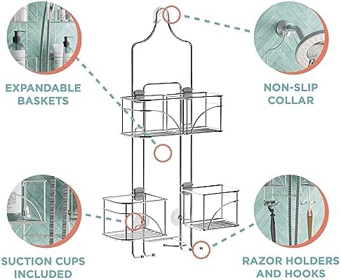 Zenna Home Chrome Expandable Over-The-Shower Caddy
