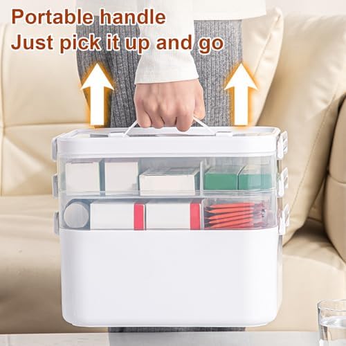 Wynfelo Medicine Organizer with Handle and 3 Tiers