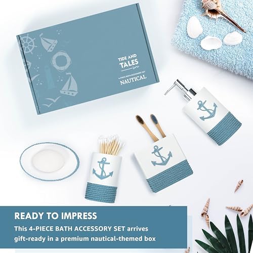 TideAndTales Nautical Bath Accessories Set 4 Piece 1