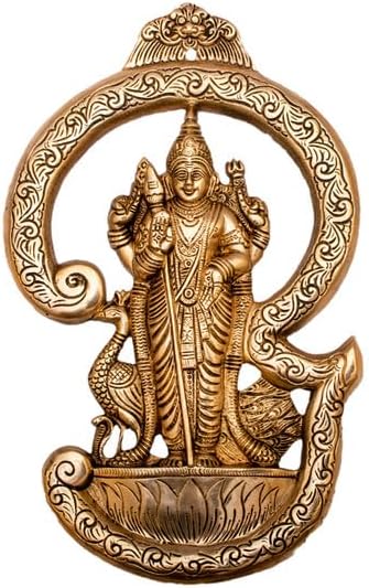 Statuestudio Lord Murugan Wall Hanging Brass Kartikeya Sculpture 13 Inch