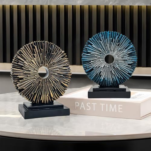Abstract Blue Silver Modern Sculpture for Home Office Decor
