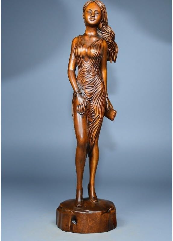 LimpaC Handmade Boxwood Woman Statue - Meditating Beauty Decor