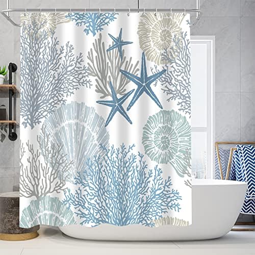 Nkzply 4 Pcs Beach Shower Curtain Bathroom Set