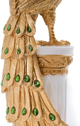 Homary 276 Peacock Statue White Gold Resin Sculpture