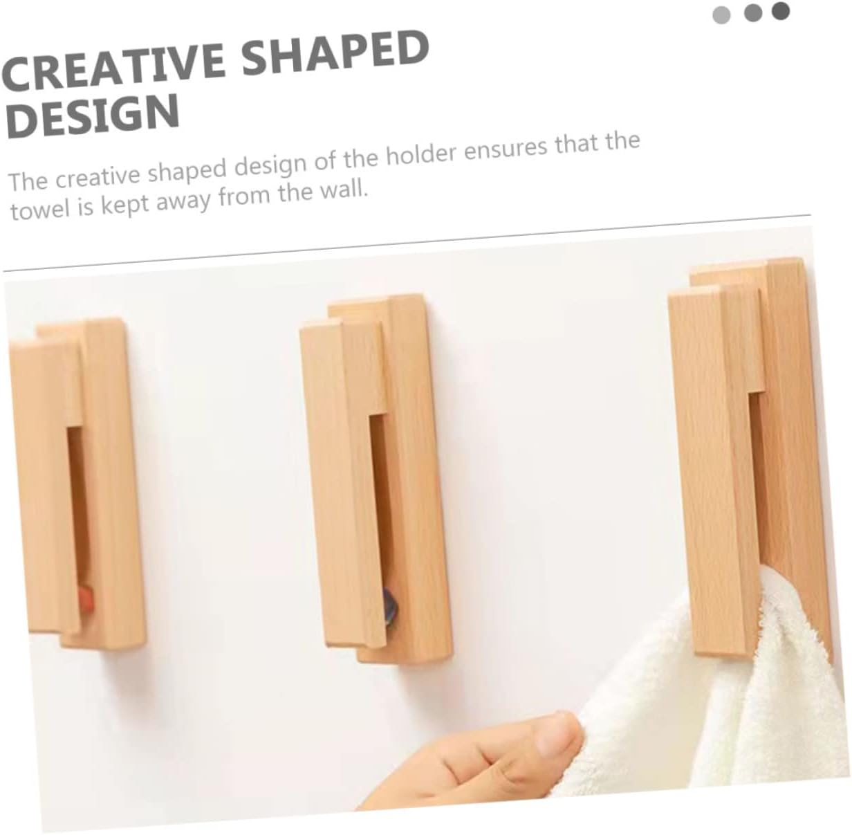 Solid Wood Bathroom Towel Rack Hook For Wall Mount