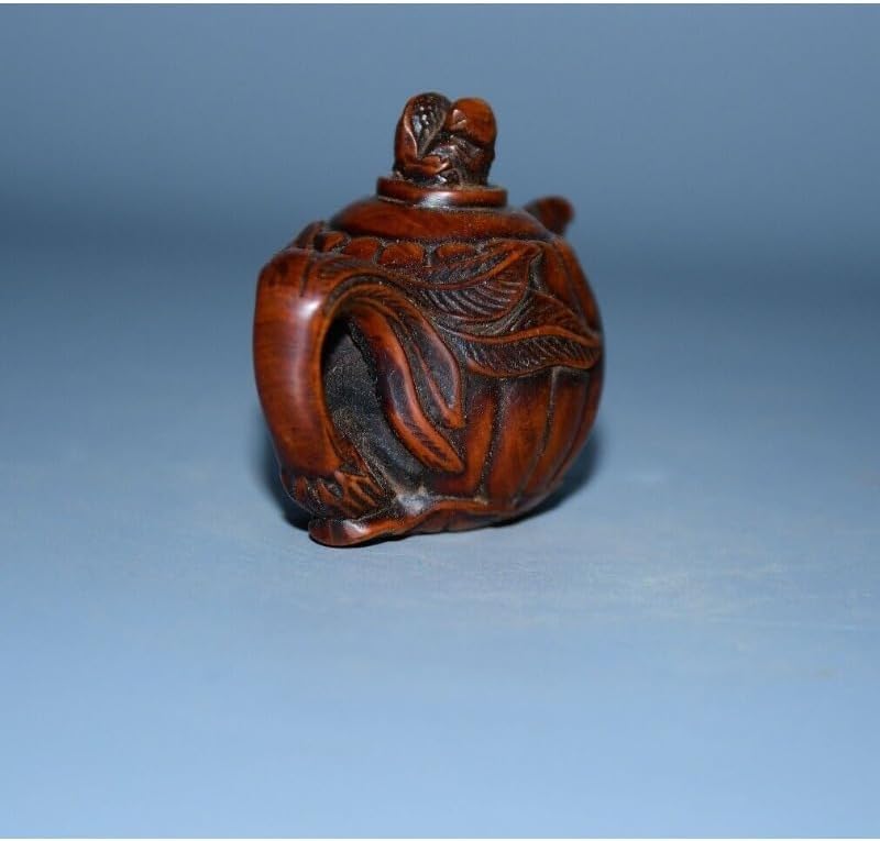 LimpaC Mini Boxwood Lotus Leaf Animal Cyprinoid Teapot Statue