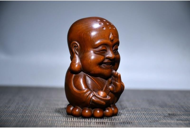 Handcrafted Boxwood Buddhist Monk Statue Decor