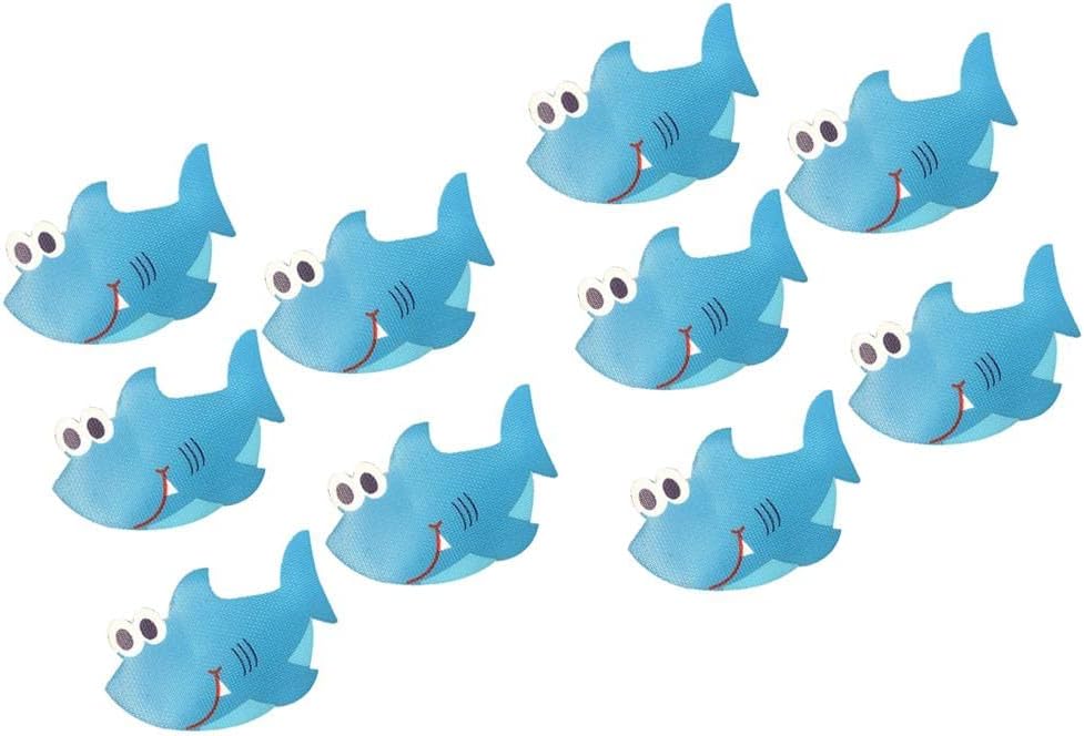 10PCS Blue Shark Bathtub Treads Non-Slip Stickers for Kids