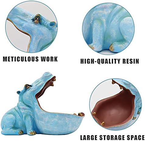 aboxoo Hippo Statue Resin Candy Dish Key Bowl Storage Box