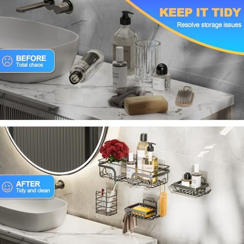 Hostaque 5-Pack Adhesive Shower Caddy Set