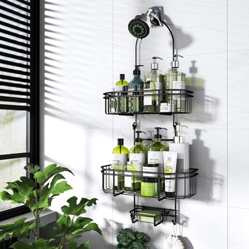 WXCGX Hanging Shower Caddy with 2 Baskets and Hooks