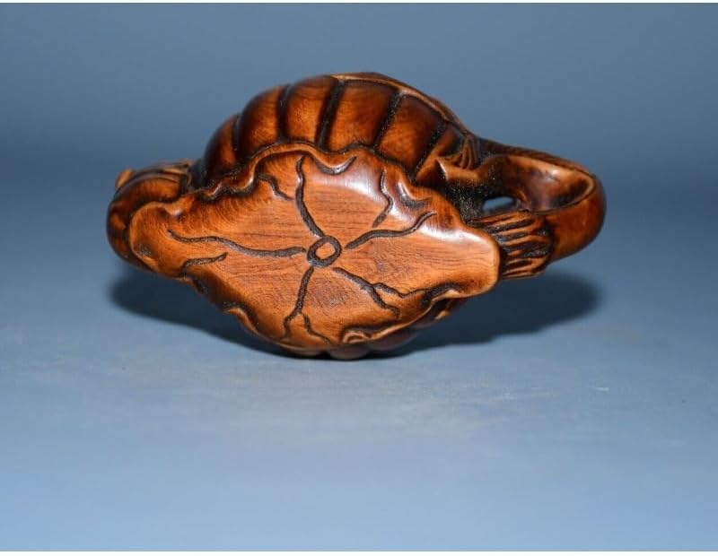 LimpaC Mini Boxwood Lotus Leaf Animal Cyprinoid Teapot Statue