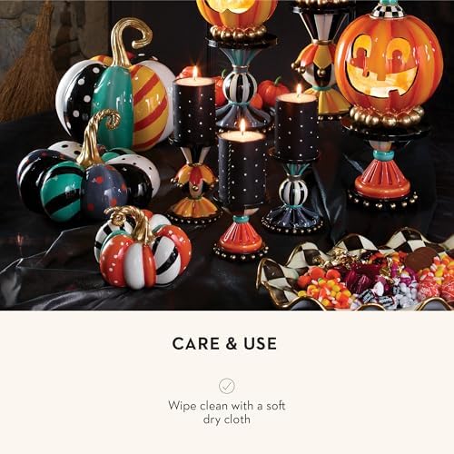 MacKenzie-Childs Mini Patchwork Spice Pumpkin Decor