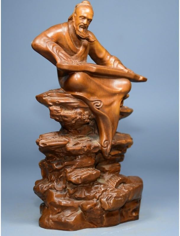 LimpaC Handmade Boxwood Piano Playing Statue
