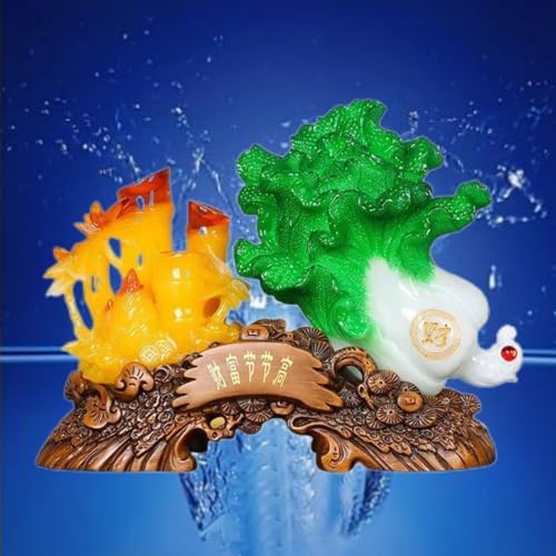 Chinese Feng Shui Resin Wealth Statue - Jade Bao Cai and Golden Toad