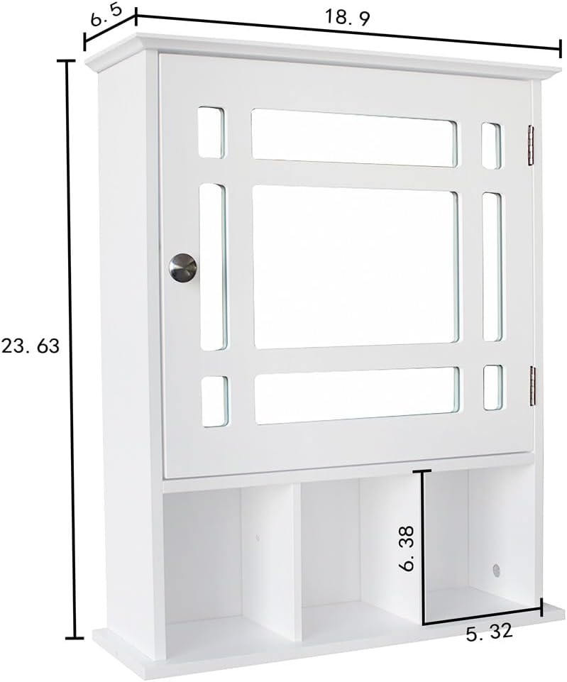 Be Current Mirrored Medicine Cabinet with Adjustable Shelves