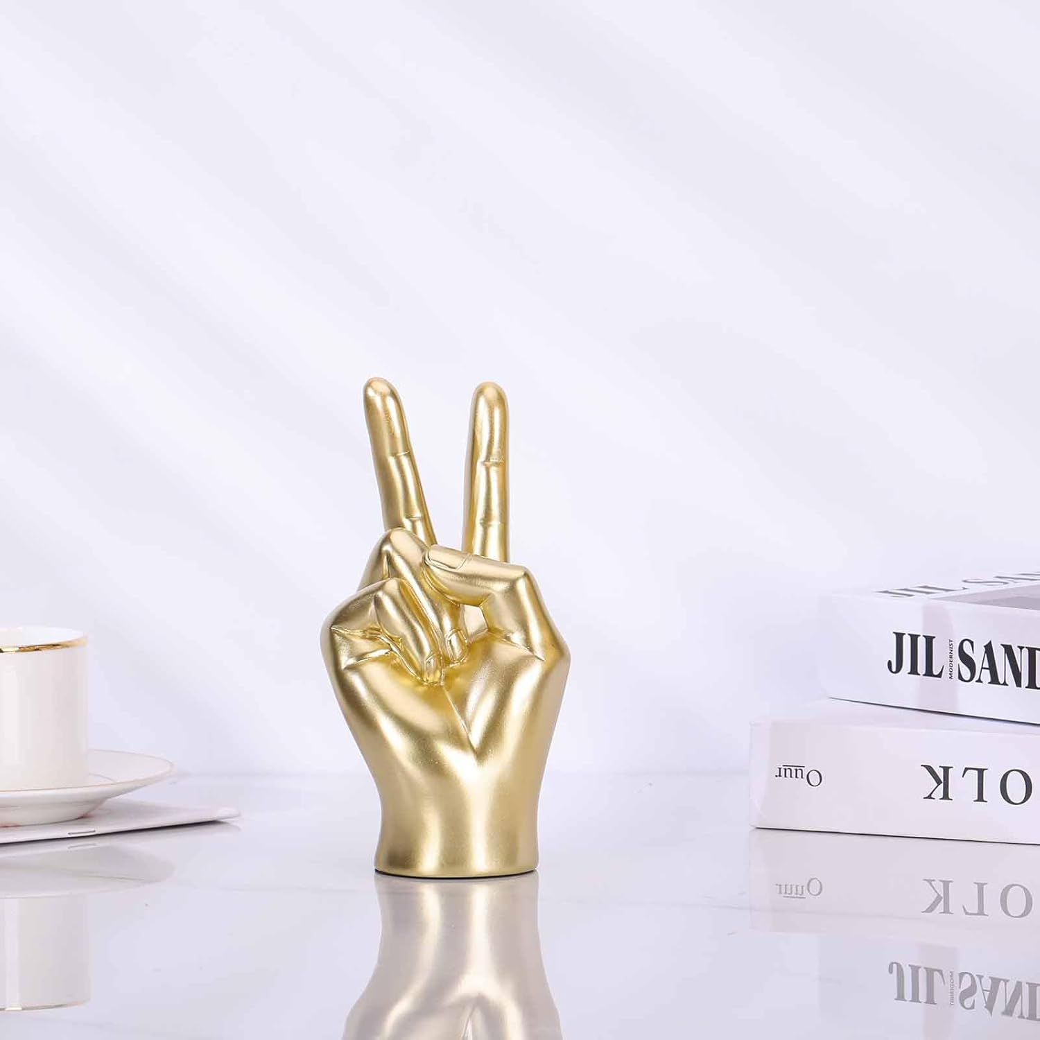 LCCCK Gold Peace Hand Sculpture Decor